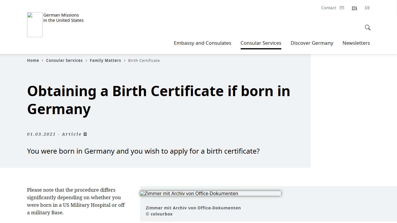 Obtaining a Birth Certificate if born in Germany - Federal Foreign Office